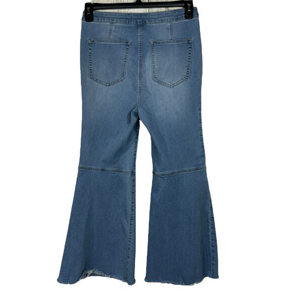 Free People SZ 29 Jeans Just Float on Flare Hi-Rise Stretch Frayed We The Free - Picture 4 of 10